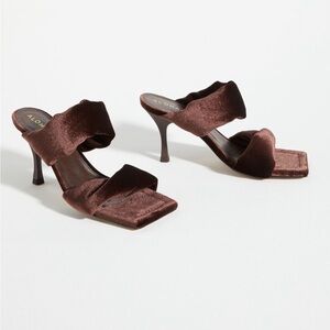 ALOHAS Brown Velvet Heeled Sandals